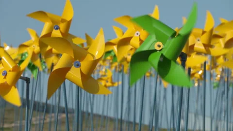 Pinwheel spinning in the wind Stock Footage 337147733