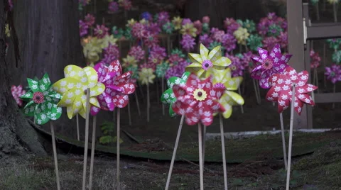 Pinwheels at a Buddhist Temple in Japan Video stock 58720366