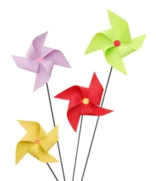 Pinwheels on white background Stock Photos