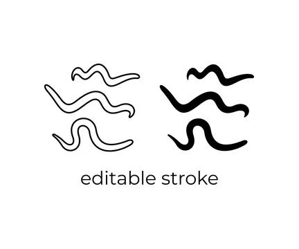 Pinworms, nematode and roundworm, editable stroke, silhouette and linear 库存插图