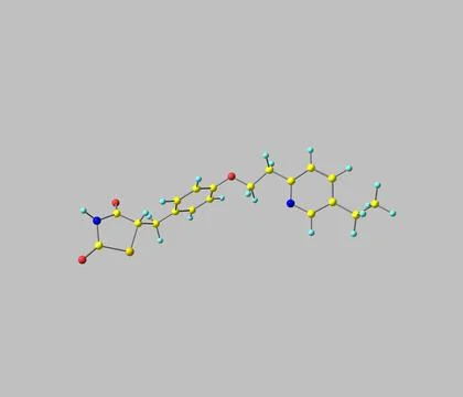Pioglitazone molecule isolated on grey Stock Illustration