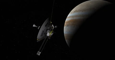 Pioneer making a close pass of Jupiter.  Stock Footage 62737957