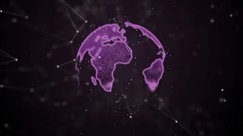 Pioneering 3d rendering of a futuristic computer modeled cyberspace planet. Zoom Stock Footage 116346564