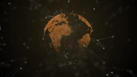 Pioneering 3d rendering of a futuristic computer modeled cyberspace planet. The Stock Illustration