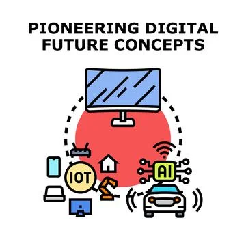 Pioneering digital future concepts with internet technology Stock Illustration
