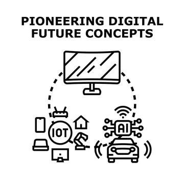 Pioneering digital future concepts with internet technology Stock Illustration