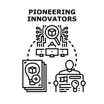 Pioneering innovators developing new ideas and technology solutions Stock Illustration