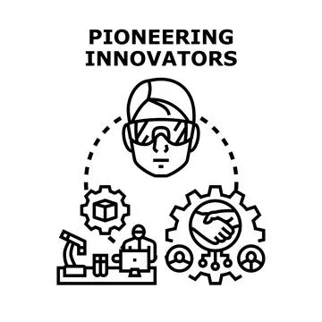 Pioneering innovators developing scientific research and business collaborati Stock Illustration