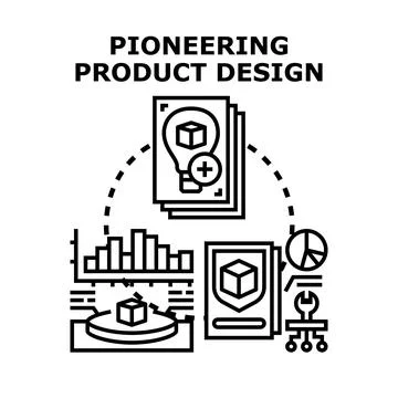 Pioneering product design process developing new innovative solutions Stock Illustration