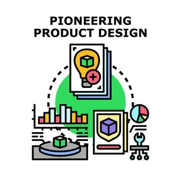 Pioneering product design process developing new innovative solutions Stock Illustration