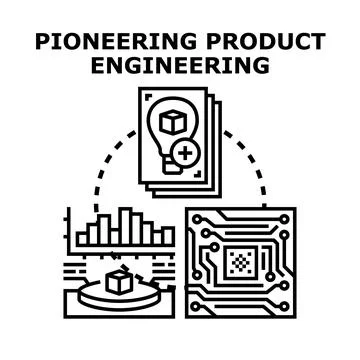 Pioneering product engineering concept creating innovative solutions Stock Illustration