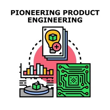 Pioneering product engineering concept creating innovative solutions Stock Illustration