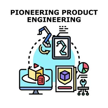 Pioneering product engineering development and automation cycle Illustrazione stock