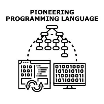 Pioneering programming language and software development concept Stock Illustration