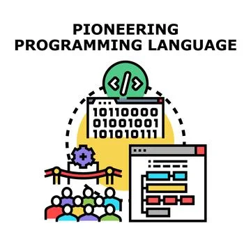 Pioneering programming language development and learning concept Illustrazione stock