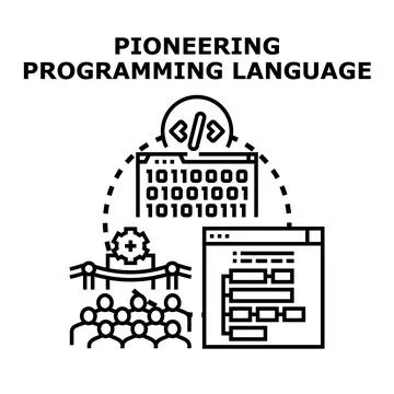 Pioneering programming language development and learning concept イラスト素材
