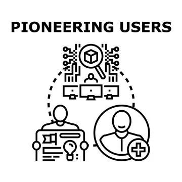 Pioneering users exploring new digital products イラスト素材