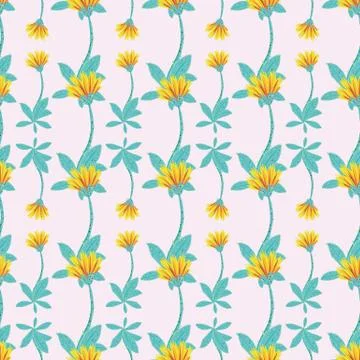 Piosella flowers seamless vector pattern. Stock Illustration