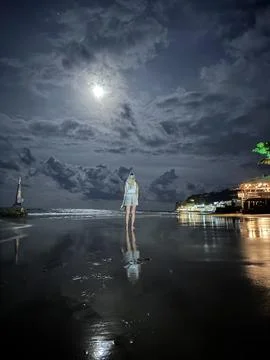Pipa Centro Beach In Moonlight Foto stock