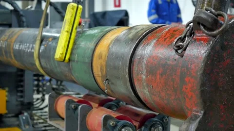 Pipe alignment on a special machine Stock Footage 142498493