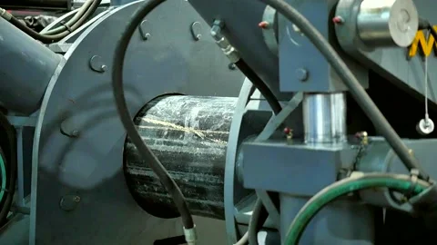 Pipe alignment on a special machine Stock Footage 142498930