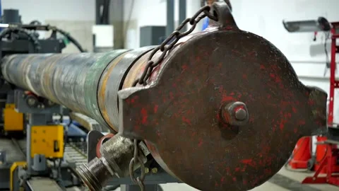 Pipe alignment on a special machine Stock Footage 142499068