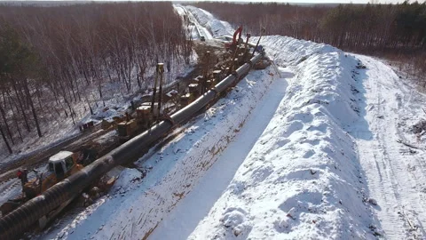 Pipe and pipelayers Stock Footage 170918974