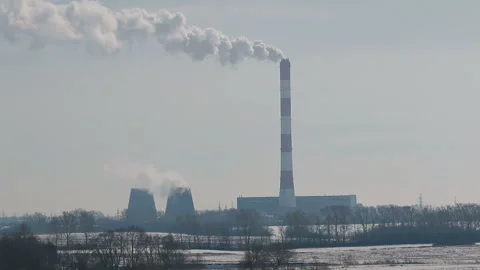 Pipe and reactors of thermal power station. production of electricity. Stock Footage 89073711