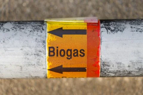 Pipe with Biogas Label Stock Photos