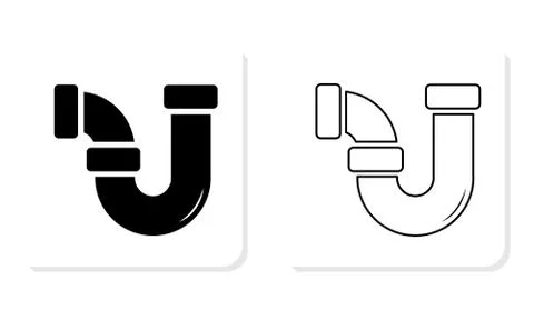Pipe Black and White Square Icon - Illustration Stock Illustration