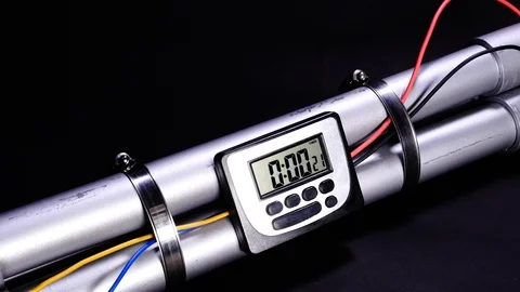 Pipe bomb with clock timer counting down Stock Footage 100555493