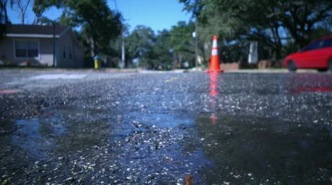 Pipe Break with Traffic Stock Footage 602147