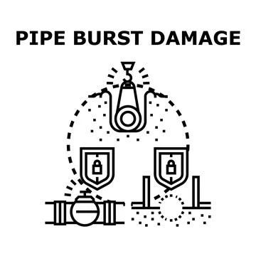 Pipe burst damage and water leak repair service Stock Illustration