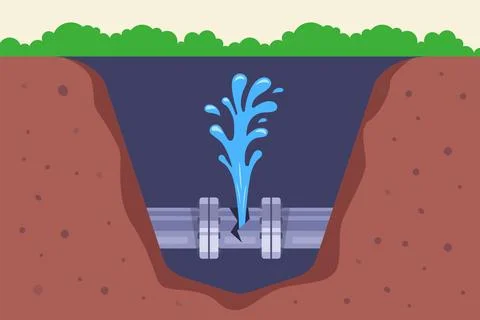 Pipe bursting from underground. Stock Illustration