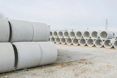 Pipe of cement for the building trade Stock Photos