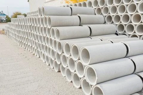 Pipe of cement for the building trade Stock Photos
