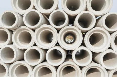 Pipe of cement for the building trade Stock Photos