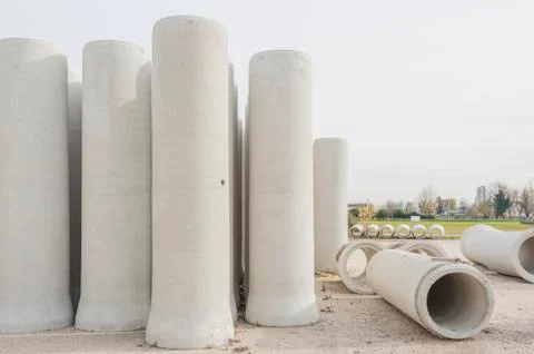Pipe of cement for the building trade Stock Photos