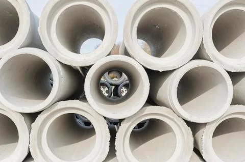 Pipe of cement for the building trade Stock Photos