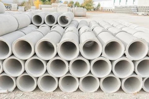 Pipe of cement for the building trade Foto stock