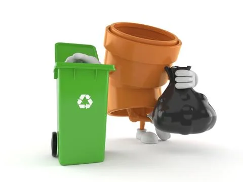 Pipe character with dustbin Stockillustratie