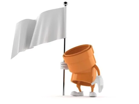 Pipe character holding blank flag Stock Illustration