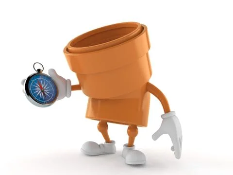 Pipe character holding compass Stock Illustration