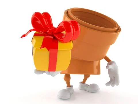 Pipe character holding gift Stock Illustration