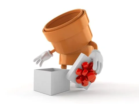 Pipe character with open gift Stock Illustration
