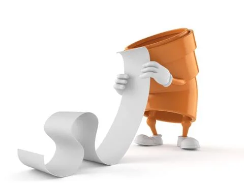 Pipe character reading a long list Stock Illustration