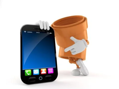 Pipe character with smartphone Stock Illustration