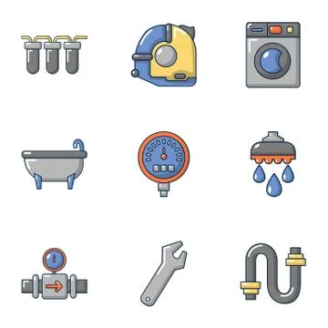 Pipe chief icons set, flat style Stock Illustration