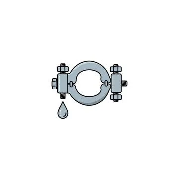 Pipe clamp leaking water drop vector illustration Stock Illustration