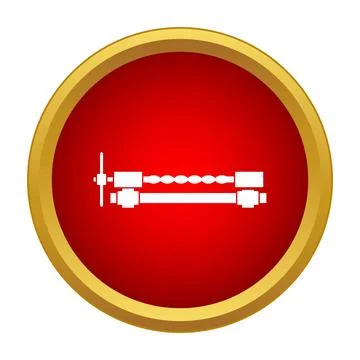 Pipe clamp tool icon in a red circle with a golden frame Stock-Illustration